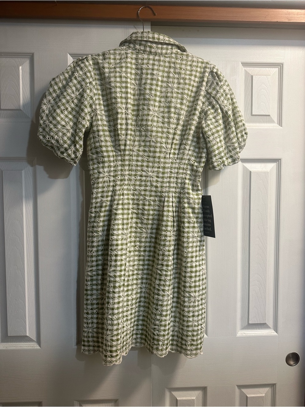 Tuckernuck Green and White Gingham Puff-Sleeve Dress - Picture 2 of 3